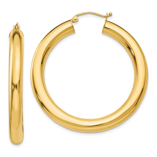 Million Charms 14k Yellow Gold Yellow Gold Polished 5mm Lightweight Hoop Earrings, 40mm x 5mm