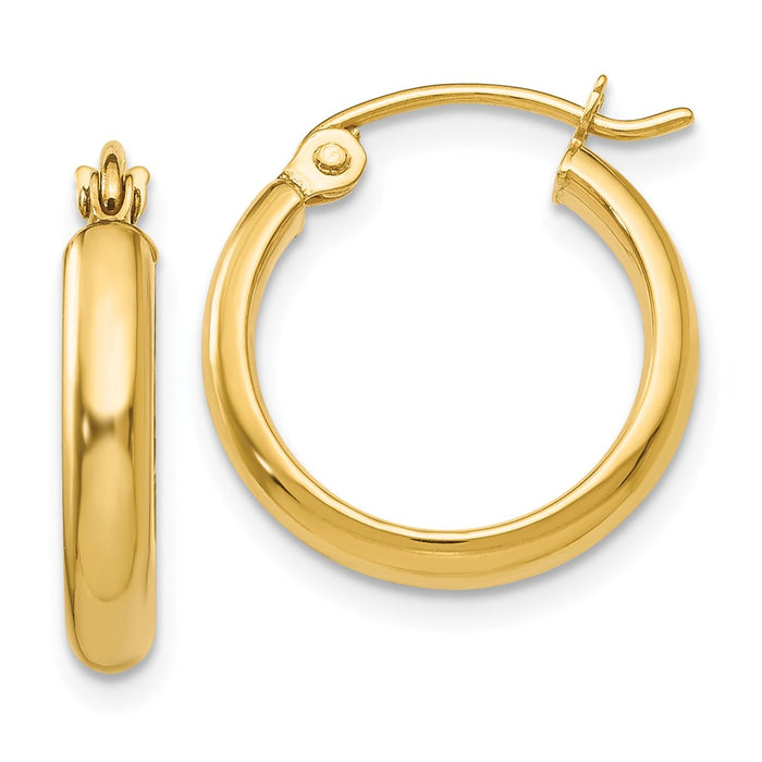 Million Charms 14k Yellow Gold Polished Hoop Earring, 15mm x 2.75mm