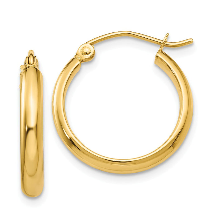 Million Charms 14k Yellow Gold Polished Hoop Earring, 18mm x 2.75mm