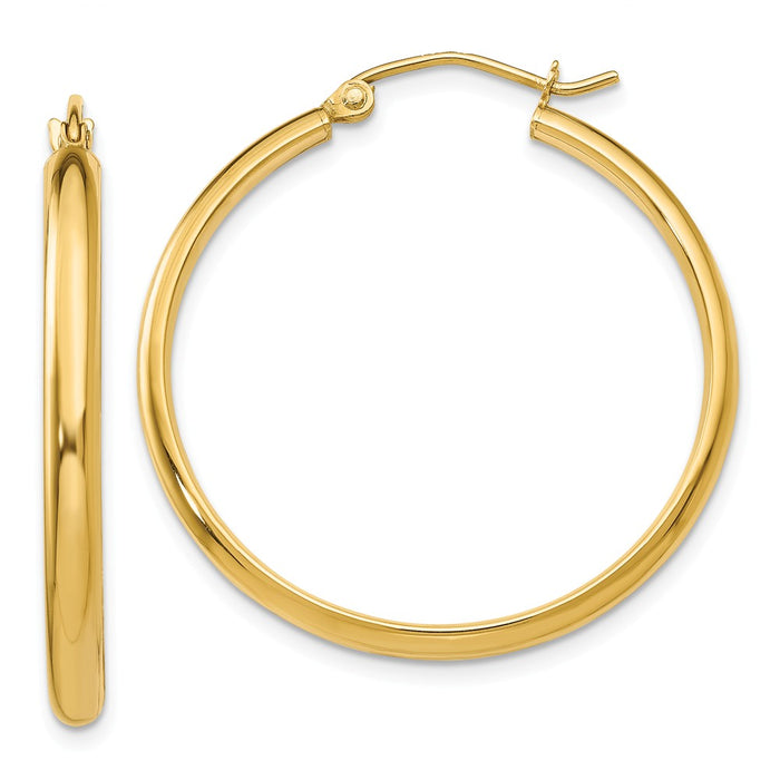 Million Charms 14k Yellow Gold Polished Hoop Earring, 30mm x 2.75mm