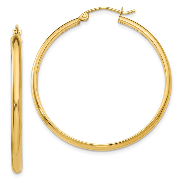 Million Charms 14k Yellow Gold Polished Hoop Earring, 37mm x 2.75mm