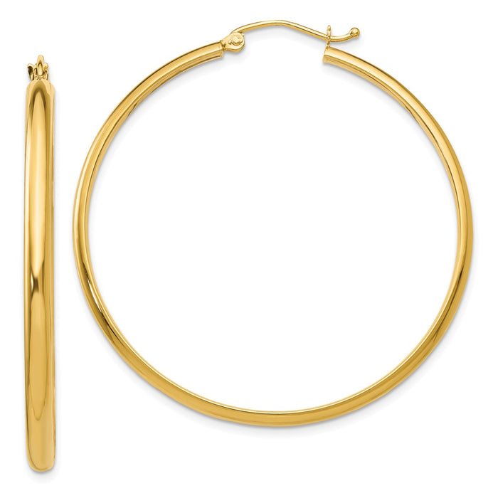 Million Charms 14k Yellow Gold Polished Hoop Earring, 43mm x 2.75mm