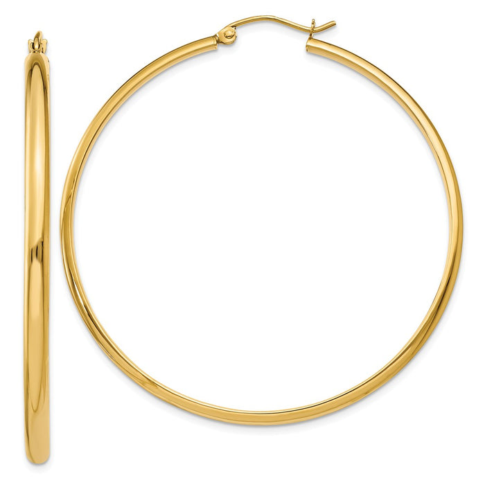 Million Charms 14k Yellow Gold Polished Hoop Earring, 50mm x 2.75mm