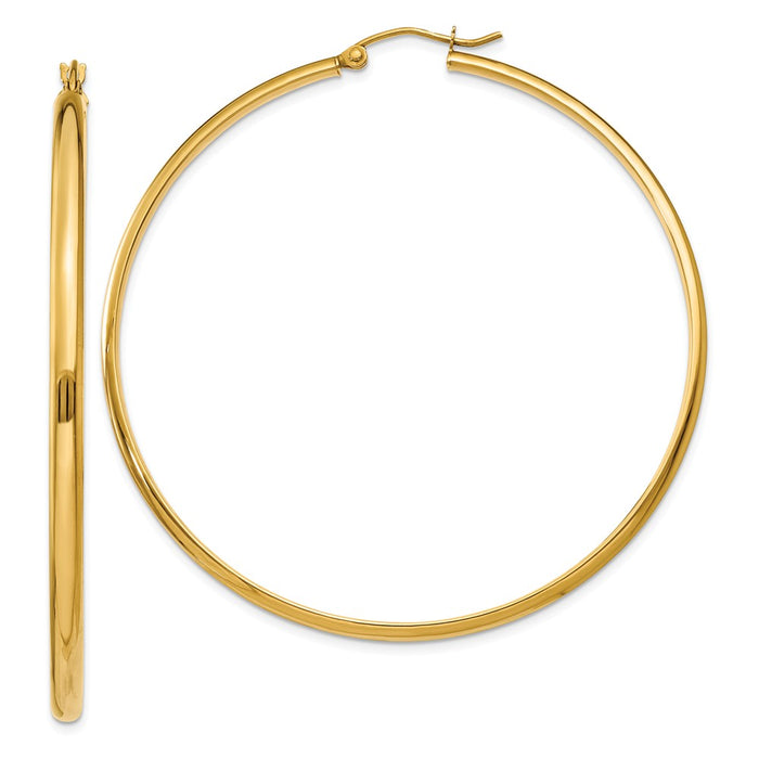 Million Charms 14k Yellow Gold Polished Hoop Earring, 56mm x 2.75mm