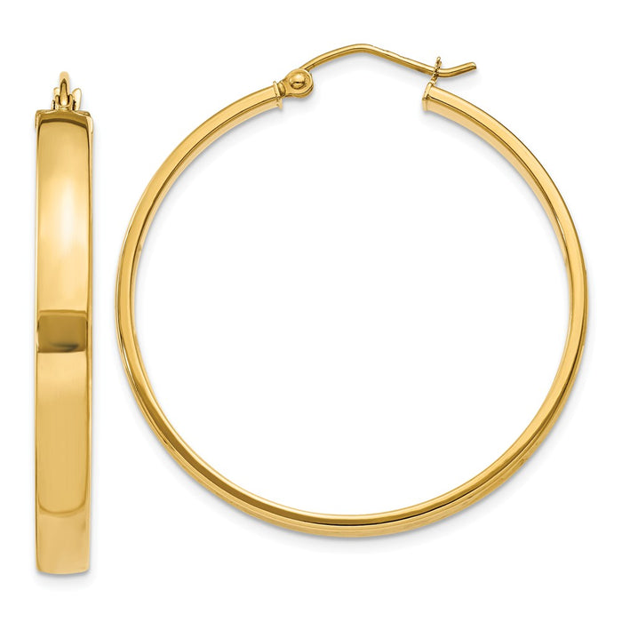 Million Charms 14k Yellow Gold Polished Hoop Earring, 35mm x 4mm