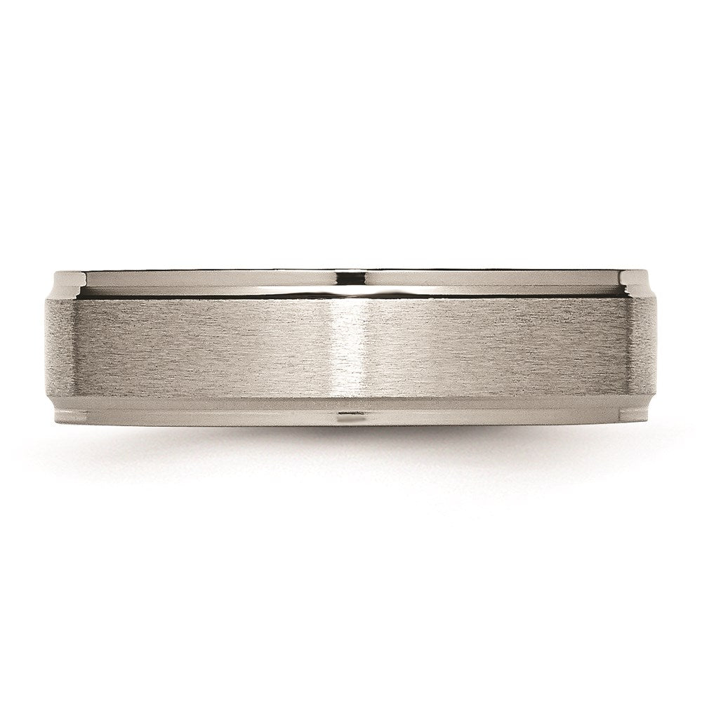 Unisex Fashion Jewelry, Chisel Brand Titanium Ridged Edge 6mm Brushed and Polished Ring Band