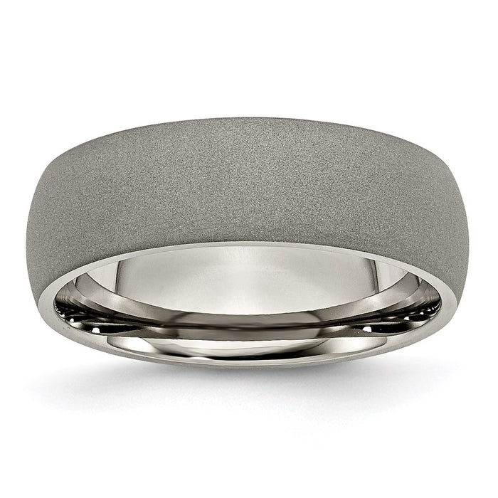 Unisex Fashion Jewelry, Chisel Brand Titanium Stone Finish 7mm Ring Band