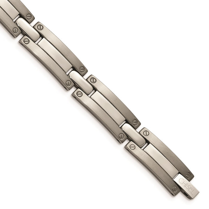 Chisel Brand Jewelry, Titanium Brushed and Polished 8.5in Men's Bracelet
