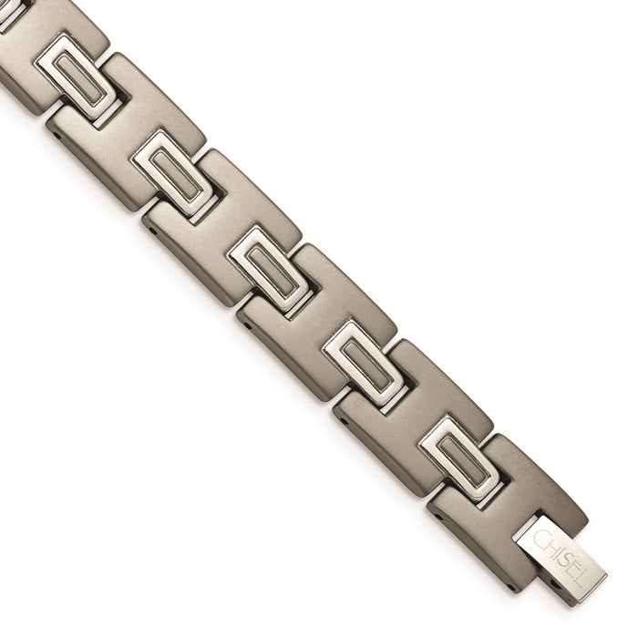 Chisel Brand Jewelry, Titanium Brushed and Polished 8.75in Men's Bracelet
