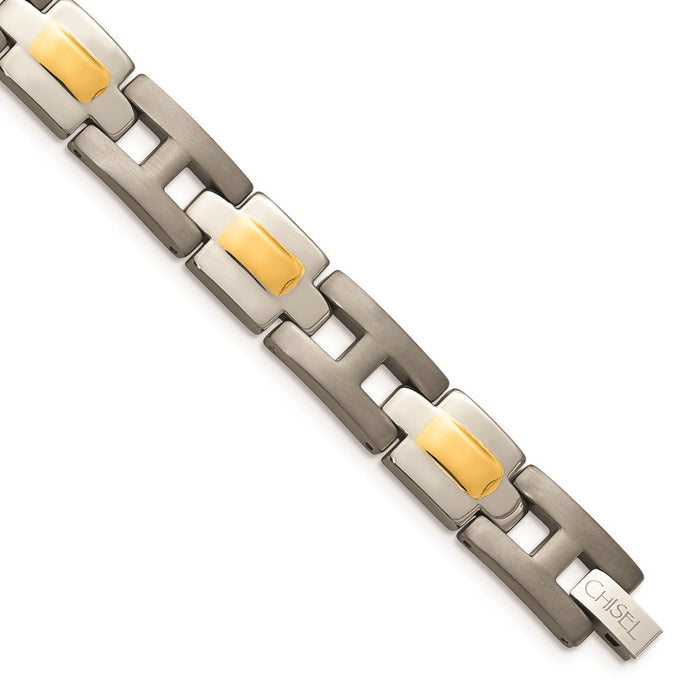 Chisel Brand Jewelry, Titanium Yellow IP-Plated 9in Men's Bracelet