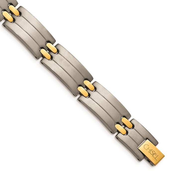 Chisel Brand Jewelry, Titanium Yellow IP-Plating 8.5in Men's Bracelet