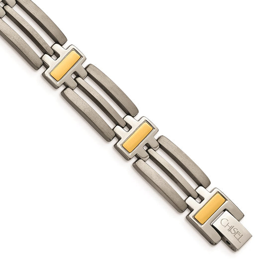 Chisel Brand Jewelry, Titanium Yellow IP-Plated 8.5in Men's Bracelet