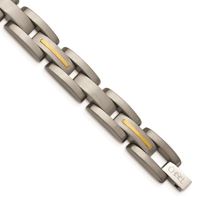 Chisel Brand Jewelry, Titanium with 14k Yellow Inlay Accent Men's Bracelet