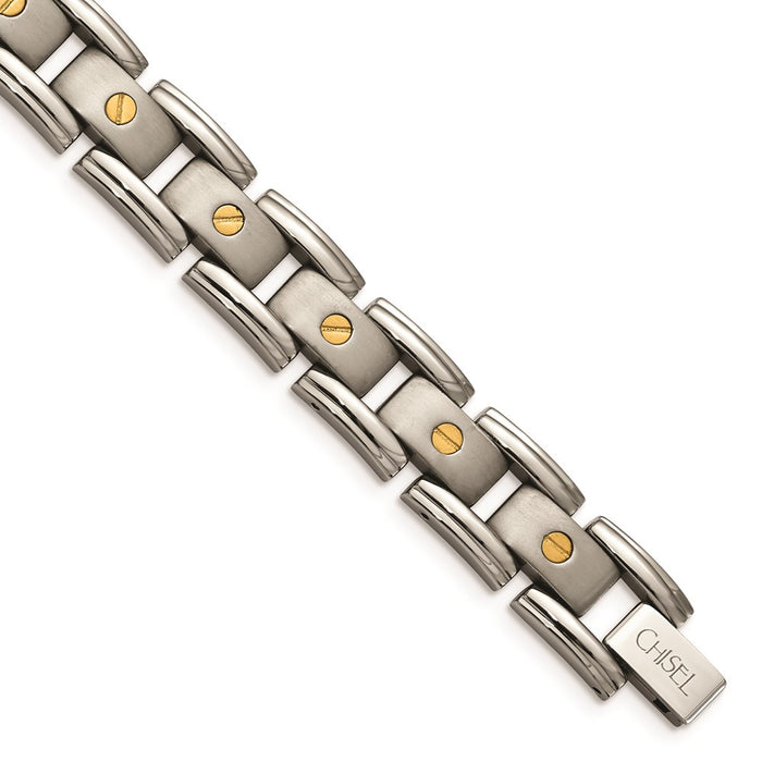 Chisel Brand Jewelry, Titanium with 14k Inlay Accent Men's Bracelet