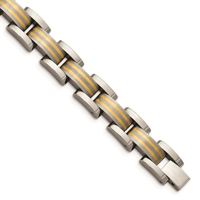 Chisel Brand Jewelry, Titanium/14K Inlay Polished/Matte Men's Bracelet