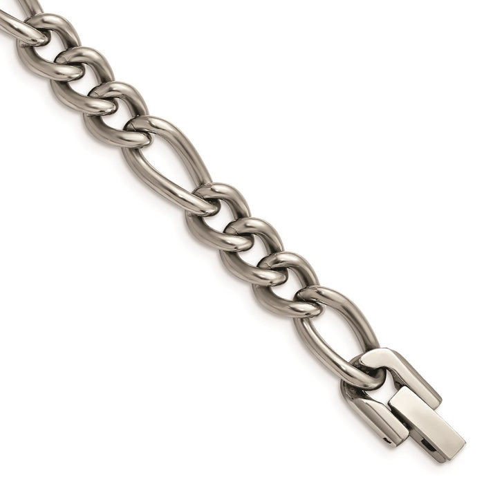 Chisel Brand Jewelry, Titanium Polished 7mm 8.5in Figaro Chain