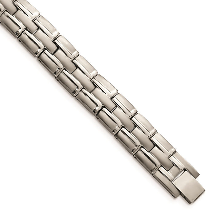 Chisel Brand Jewelry, Titanium Brushed and Polished with Syn. Germanium 8.5in Link Men's Bracelet