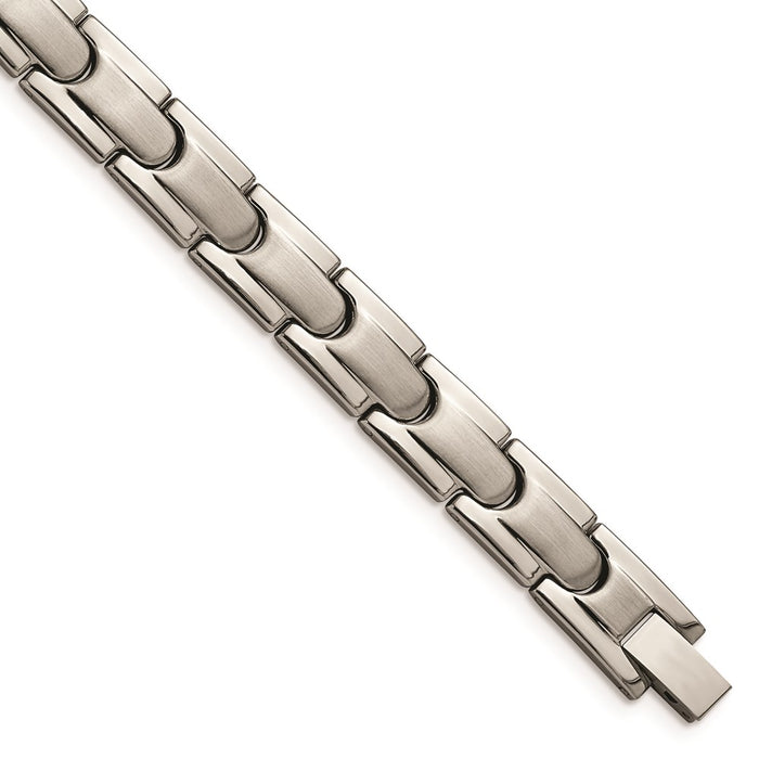 Chisel Brand Jewelry, Titanium Brushed and Polished with Syn. Germanium 8.5in Link Men's Bracelet