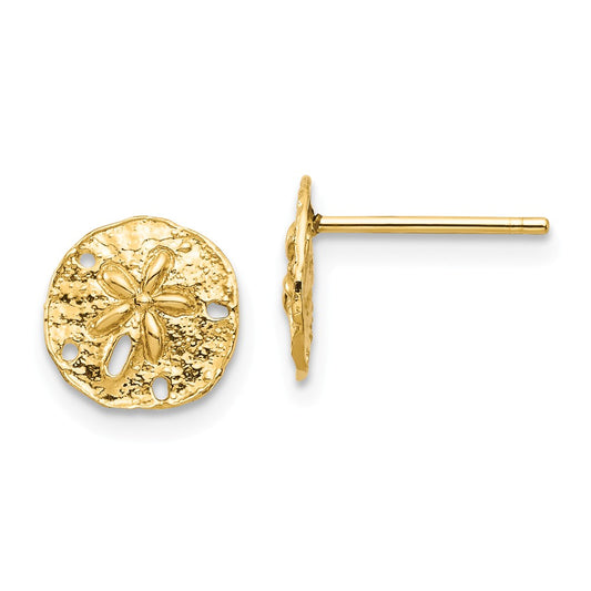Million Charms 14k Yellow Gold Sand Dollar Post Earrings, 8.44mm x 8.44mm