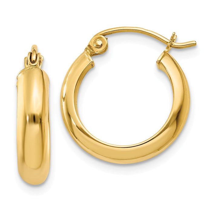 Million Charms 14k Yellow Gold Round Tube Hoop Earrings, 17mm x 3.75mm