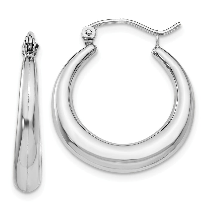 Million Charms 14k White Gold Polished Hoop Earrings, 15mm x 4mm