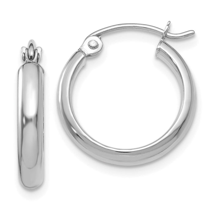 Million Charms 14k White Gold Polished Hoop Earring, 15mm x 2.75mm