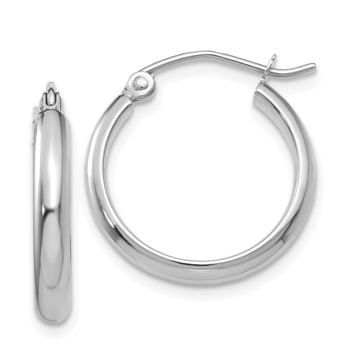 Million Charms 14k White Gold Polished Hoop Earring, 18mm x 2.75mm