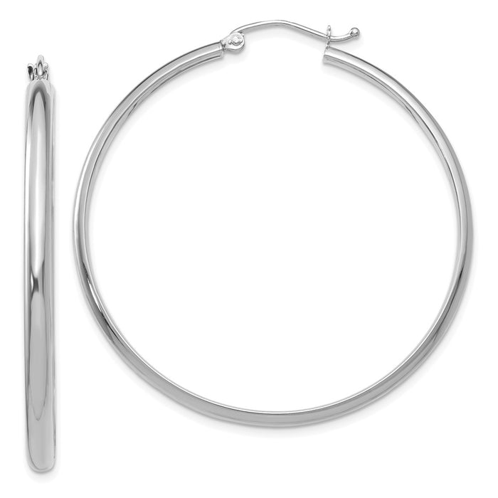 Million Charms 14k White Gold Polished Hoop Earring, 43mm x 2.75mm