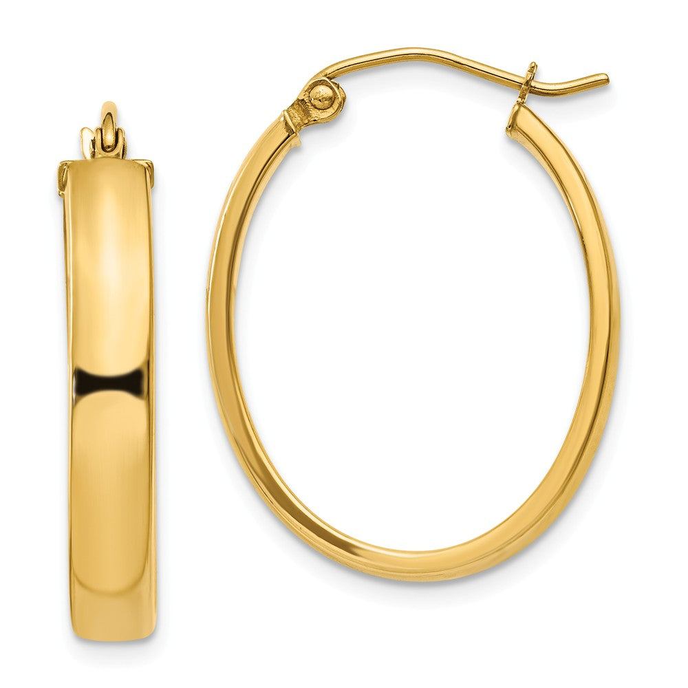 Million Charms 14k Yellow Gold Lightweight Oval Hoop Earrings, 17mm x 4mm