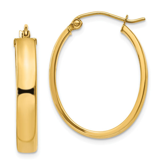 Million Charms 14k Yellow Gold Lightweight Oval Hoop Earrings, 17mm x 4mm