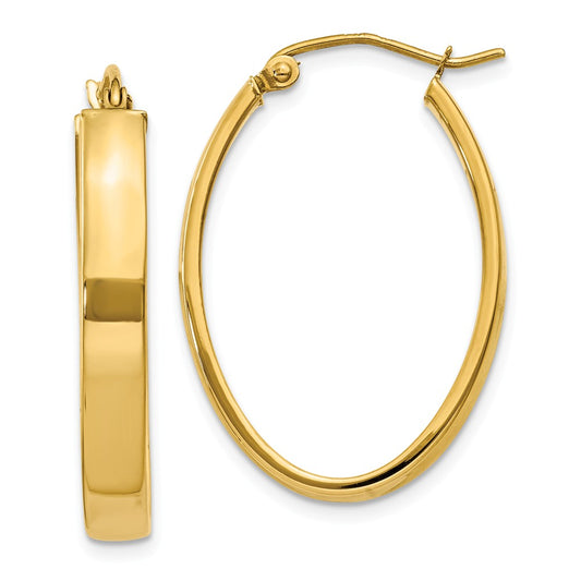 Million Charms 14k Yellow Gold Lightweight Oval Hoop Earrings, 17mm x 4mm
