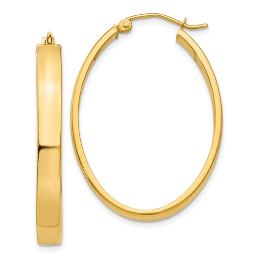 Million Charms 14k Yellow Gold Lightweight Oval Hoop Earrings, 21mm x 4mm