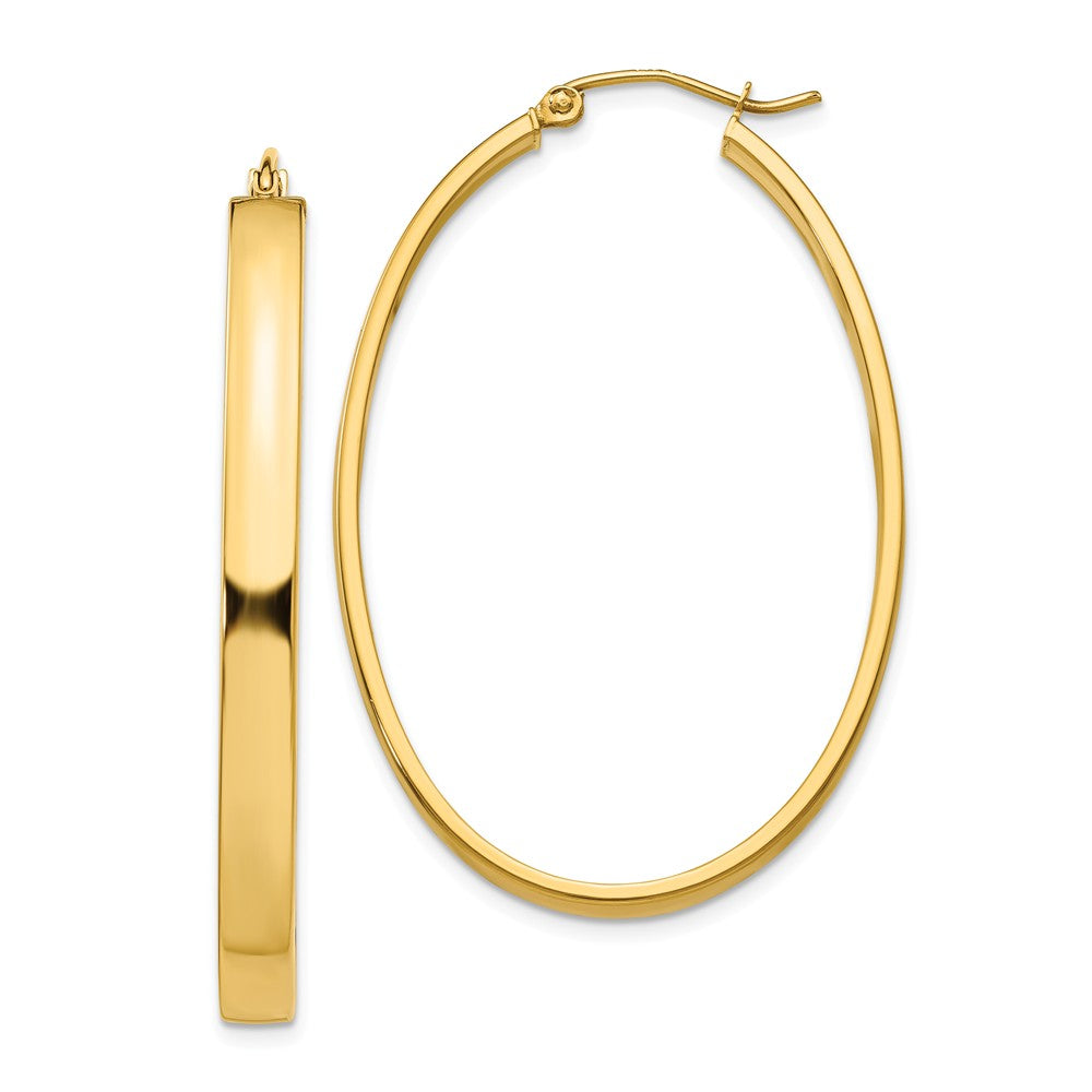 Million Charms 14k Yellow Gold Lightweight Oval Hoop Earrings, 48mm x 4mm