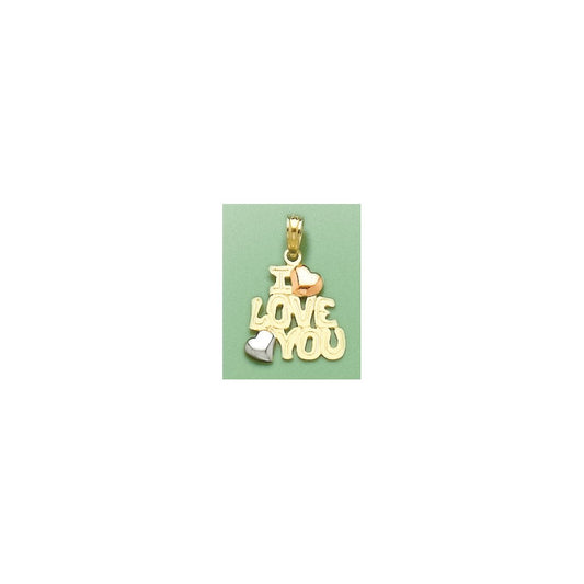 Million Charms 925 Sterling Silver Charm Pendant, Small I Love You with Hearts With Rhodium