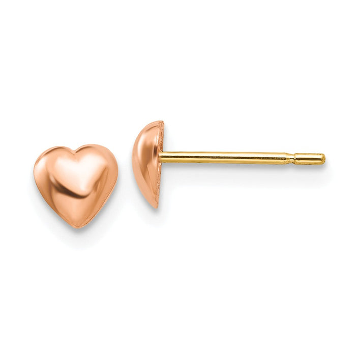 Million Charms 14K Rose Polished Heart Post Earrings, 4.8mm x 4.65mm