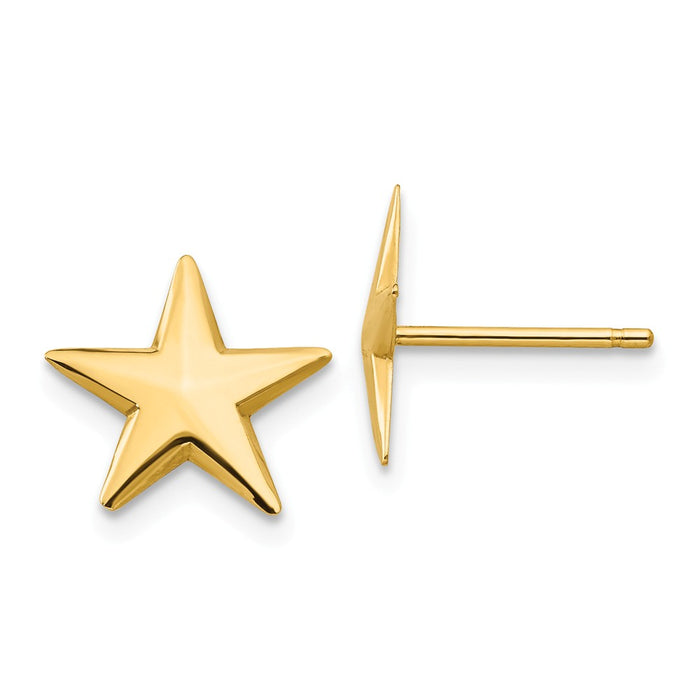 Million Charms 14k Yellow Gold Nautical Star Post Earrings, 11mm x 11mm