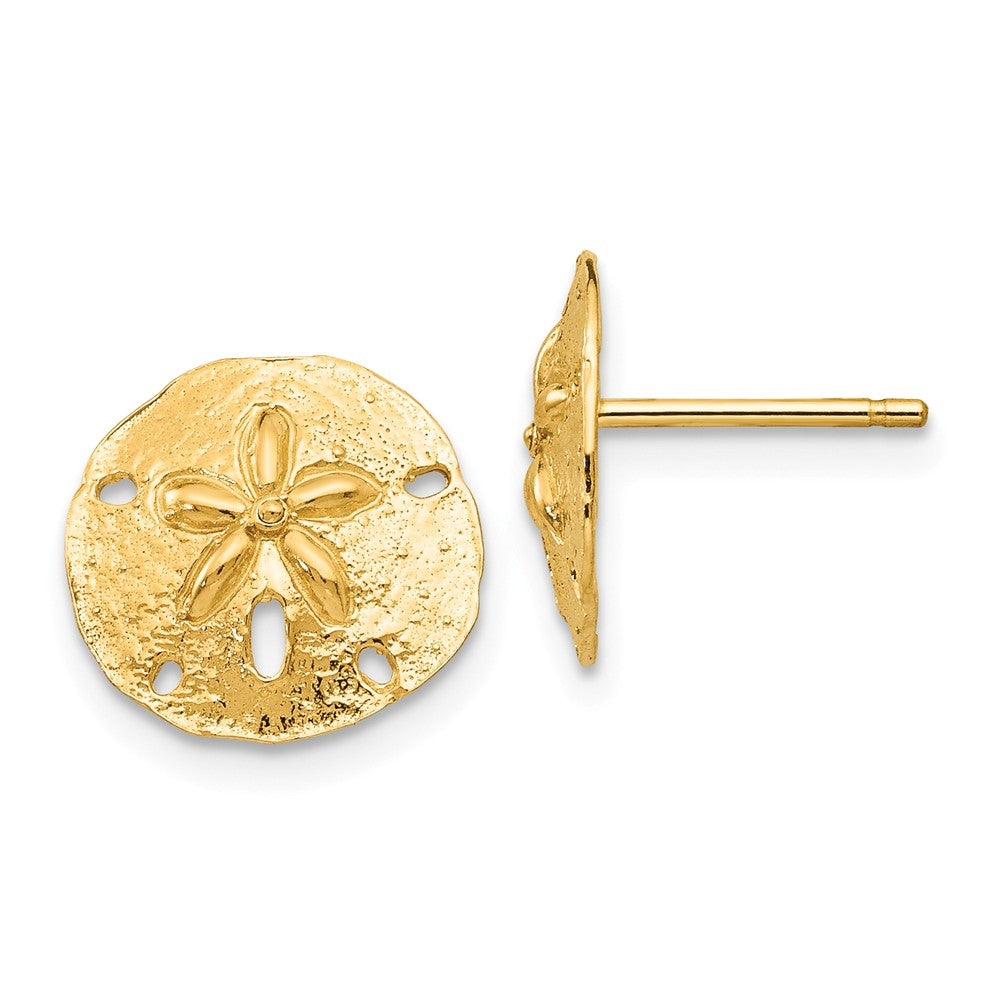 Million Charms 14k Yellow Gold Sand Dollar Post Earrings, 12mm x 12mm