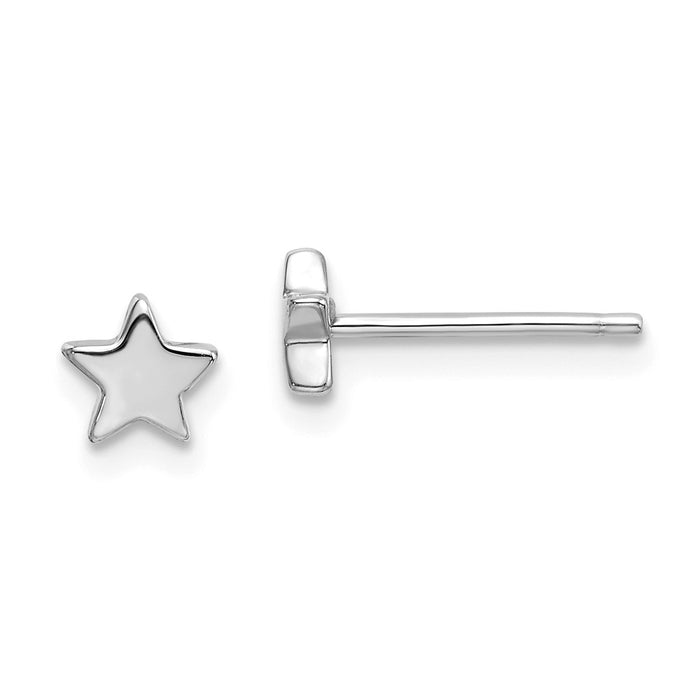 Million Charms 14k White Gold Polished Star Post Earrings, 5mm