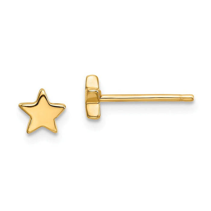 Million Charms 14k Yellow Gold Gold Polished Star Post Earrings, 5mm