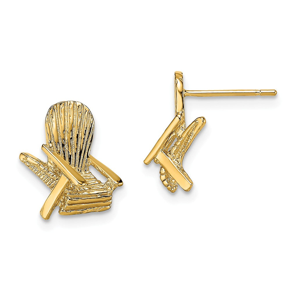 Million Charms 14k Yellow Gold 2-D Beach Chair Post Earring, 12.15mm x 10.35mm