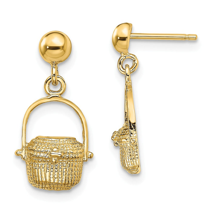 Million Charms 14k Yellow Gold NANTUCKET BASKET EARRINGS (3of3) 2-D, 18.2mm x 9.25mm