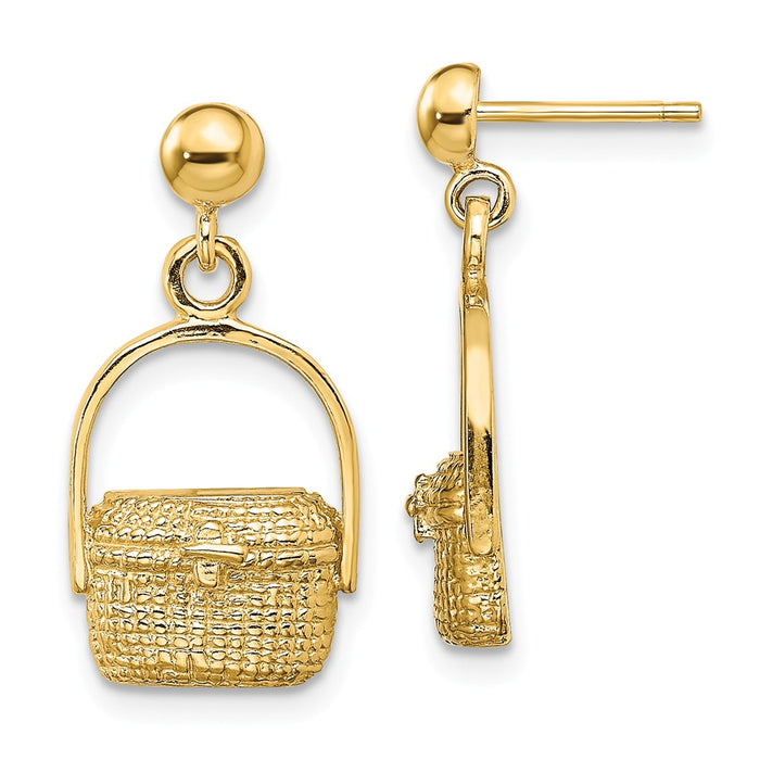 Million Charms 14k Yellow Gold NANTUCKET BASKET EARRINGS (2of3) 2-D, 20.8mm x 10.8mm