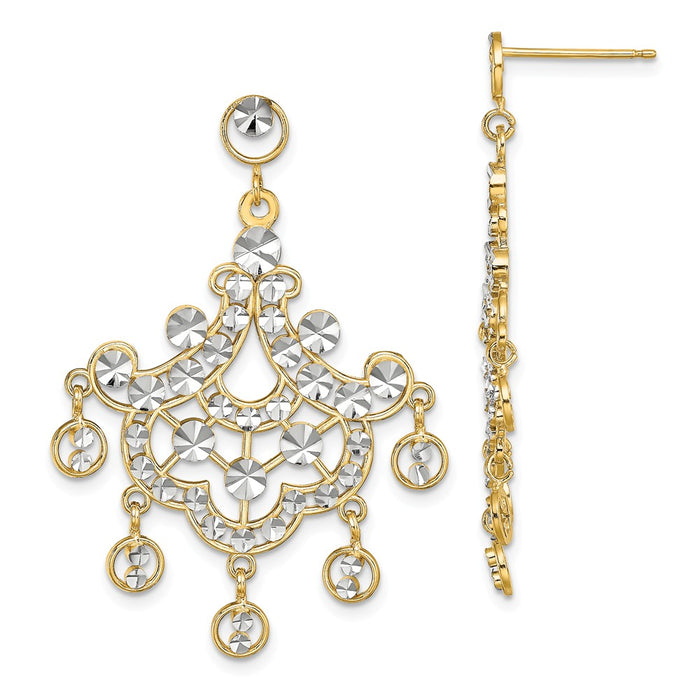 Million Charms 14K with Rhodium-Plated Chandelier Cut-Out Fancy Earrings, 40.6mm x 40.6mm