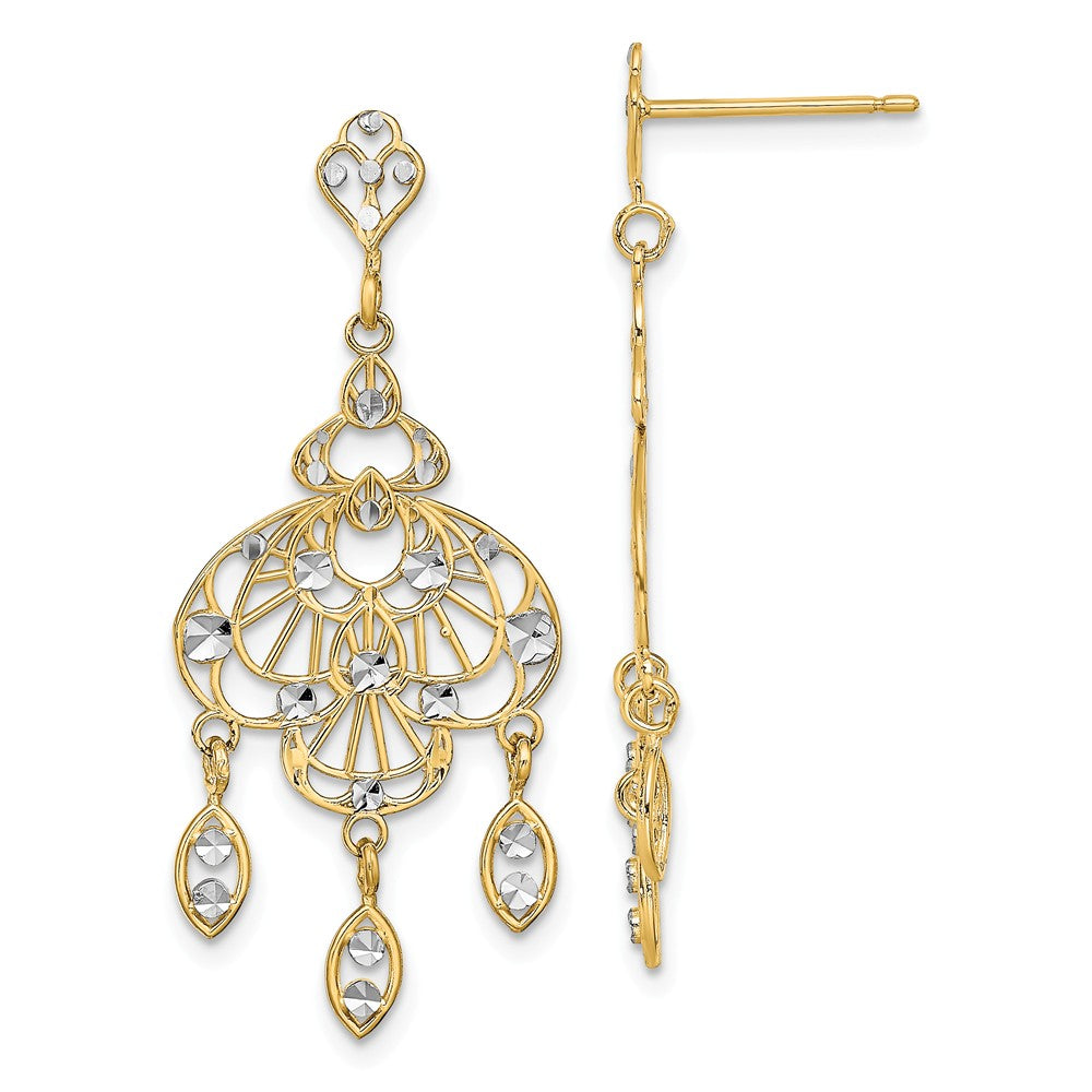 Million Charms 14k with Rhodium-Plated Chandelier Fancy Earrings, 36.2mm x 36.2mm
