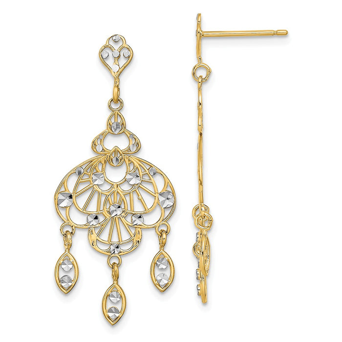 Million Charms 14k with Rhodium-Plated Chandelier Fancy Earrings, 36.2mm x 36.2mm