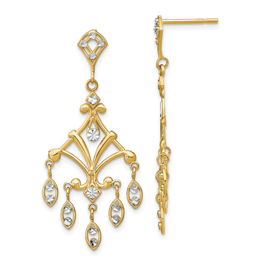 Million Charms 14k with Rhodium-Plated Chandelier Style Dangle Earrings, 37.7mm x 37.7mm