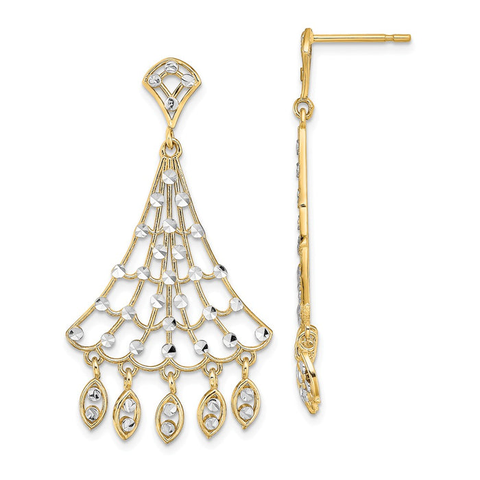 Million Charms 14k with Rhodium-Plated Chandelier Style Dangle Earrings, 40.7mm x 40.7mm