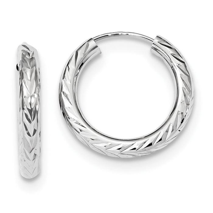 Million Charms 14k White Gold Polished & Diamond-Cut Endless Hoop Earrings, 19mm x 19mm