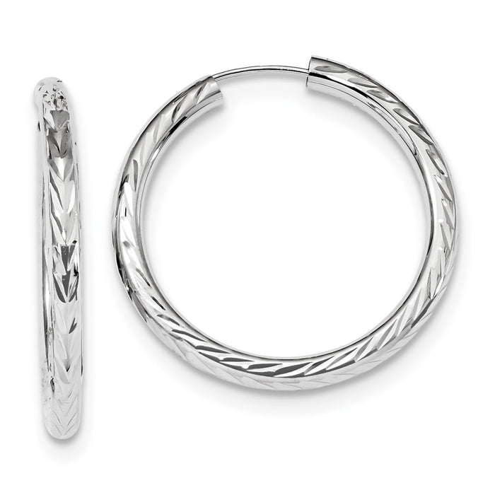 Million Charms 14k White Gold Polished & Diamond-Cut Endless Hoop Earrings, 30mm x 30mm