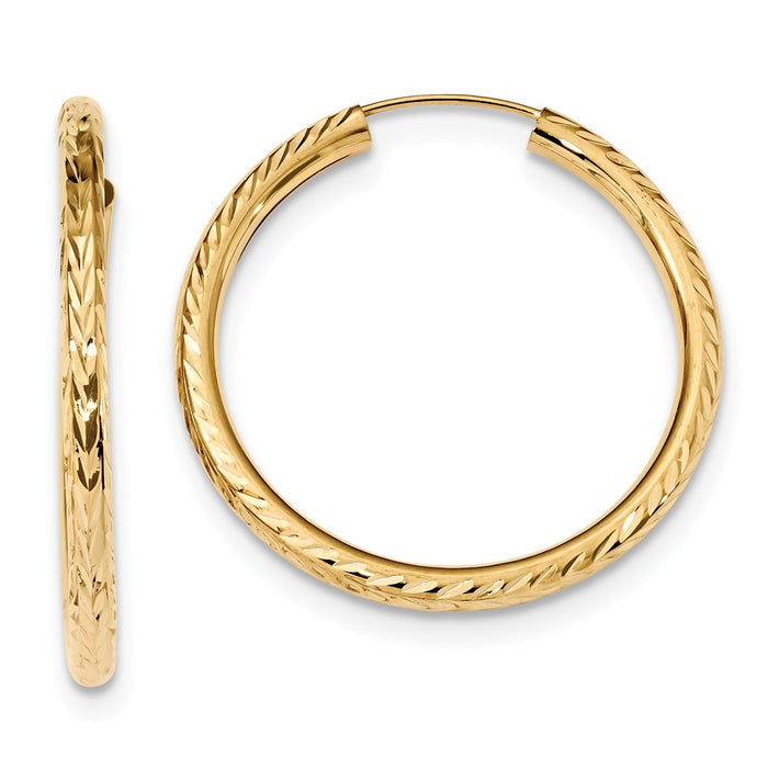 Million Charms 14k Yellow Gold Polished & Diamond-Cut Endless Hoop Earrings, 34mm x 35mm